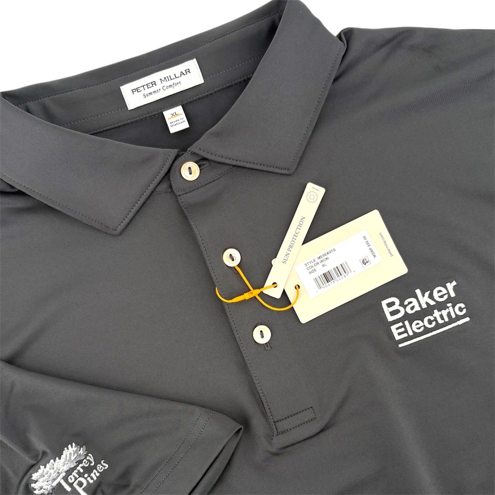 Peter Millar Summer Comfort Polo Shirt Mens XL Gray Torrey Pines Baker Electric